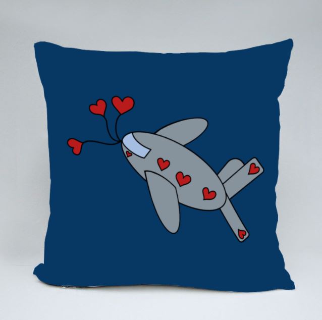 Valentine Plane Throw Pillow by Ahmad Yezriq (7 y/o)