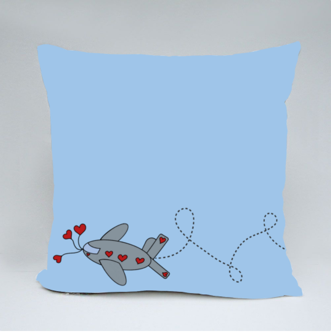 Valentine Plane Path Throw Pillow by Ahmad Yezriq (7y/o)