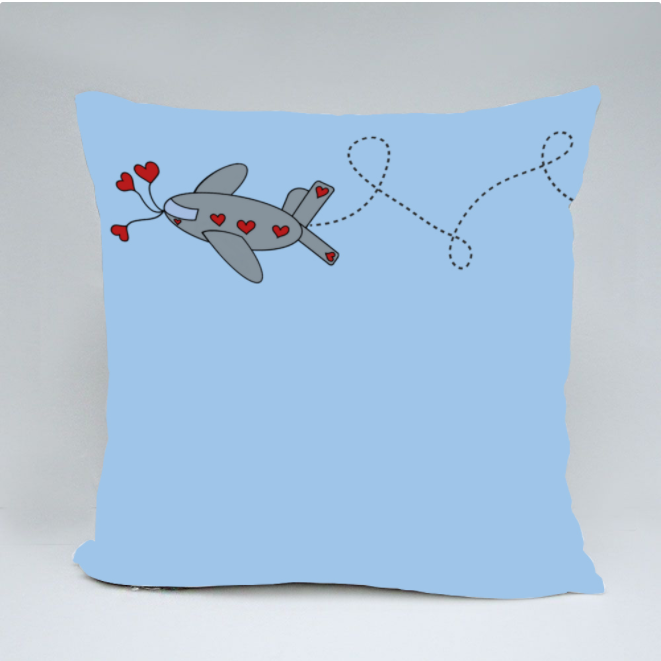 Valentine Plane Path Throw Pillow by Ahmad Yezriq (7y/o)