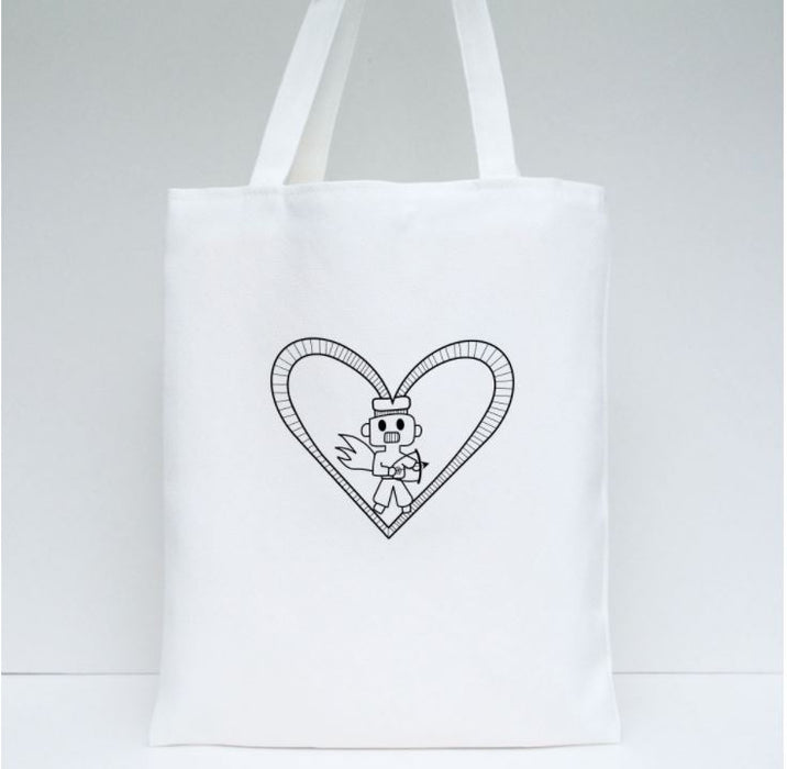 Robot Heart Tote Bag by Harith (12 y/o - design on both sides)