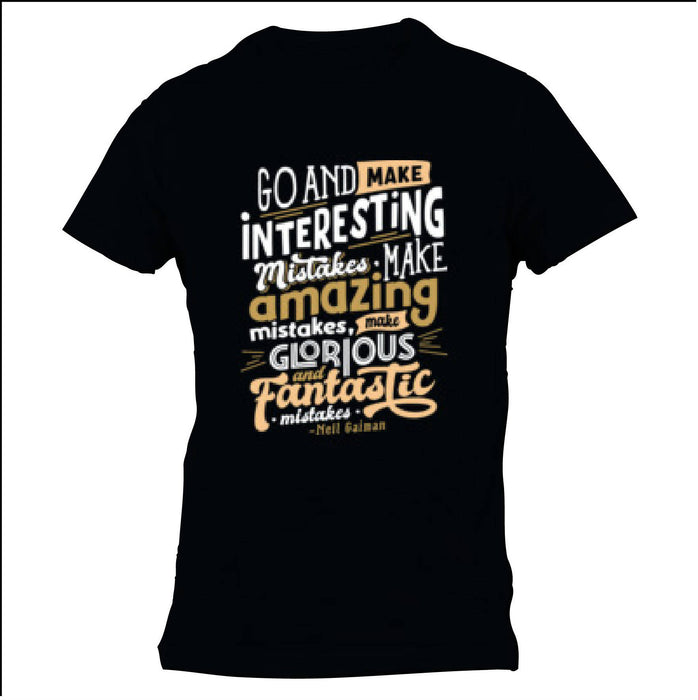 Neil Gaiman's Go & Make Interesting Mistakes Short-Sleeve Unisex T-Shirt (Malaysia Store)